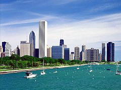 Lake Michigan and the Chicago Skyline, Illinois